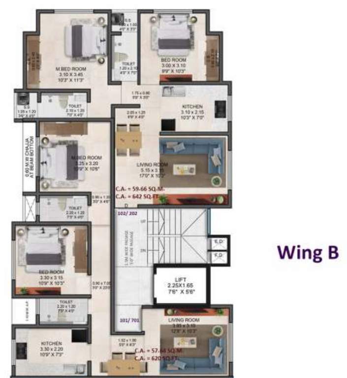  shree yogesh co operative housing society ltd Wing B Cluster Plan from 1st to 2nd Floor