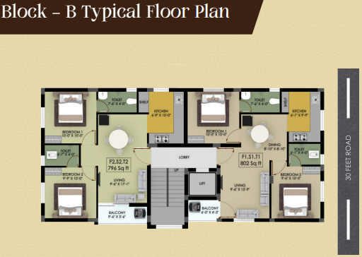  sai nivas B Cluster Plan for typical Floor
