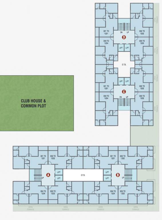  ananta Block A+B+C+D Cluster Plan from 3rd to 14th Floor