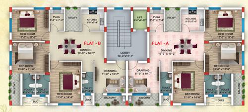  om-astha Om Astha Cluster Plan from 1st to 4th Floor