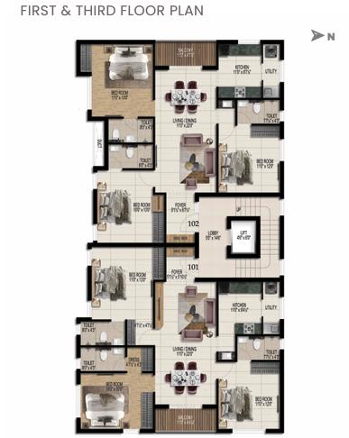  vruksha Vruksha Cluster Plan from 1st to 3rd Floor