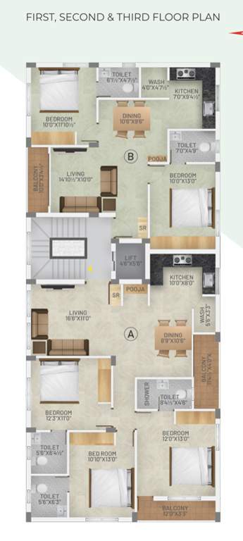  sunshine Sunshine Cluster Plan from 1st to 3rd Floor
