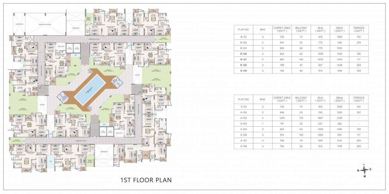 achyut Block A and B Cluster Plan for 1st Floor