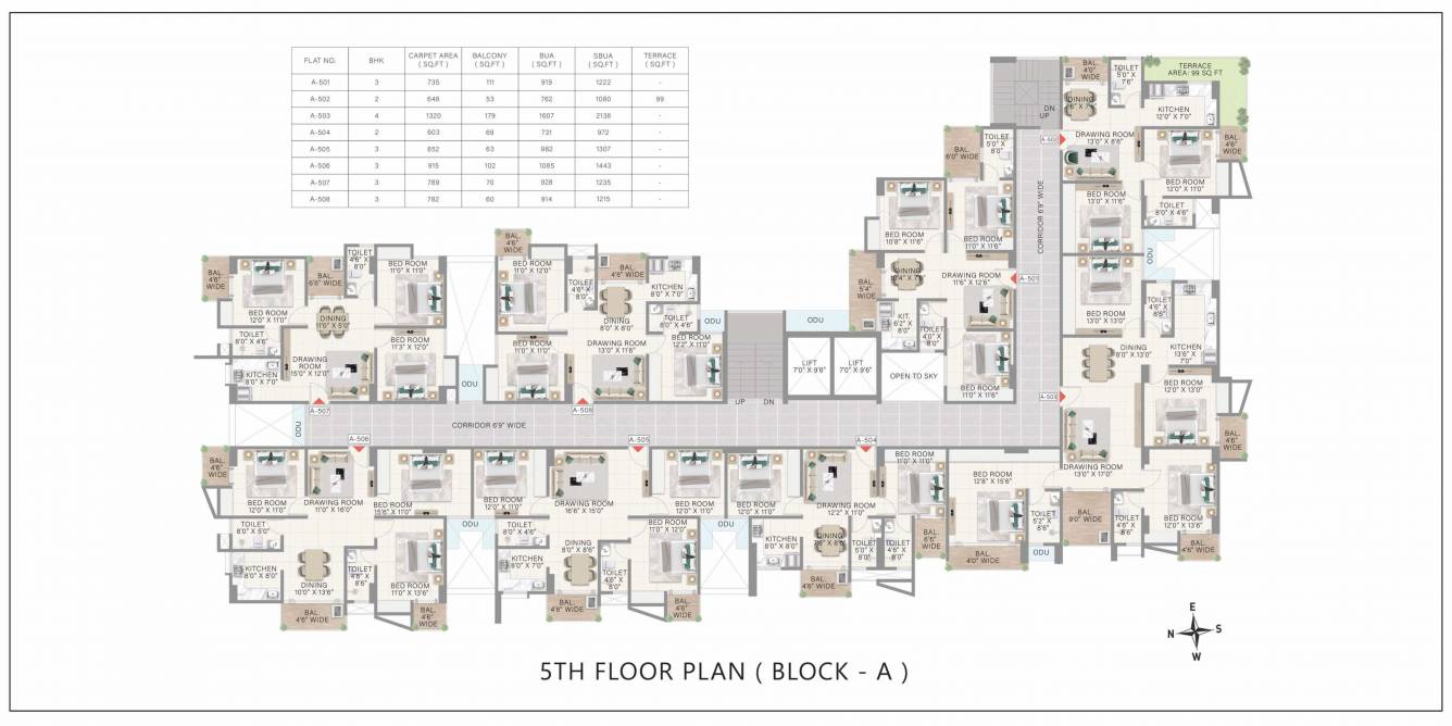 achyut Block A Cluster Plan for 5th Floor