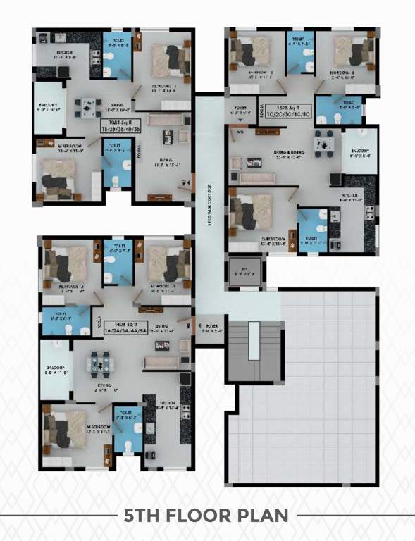  sai ganga apartments Sai Ganga Apartments Cluster Plan for 5th Floor
