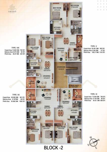  residency Block 2 Cluster Plan from 1st to 4th Floor