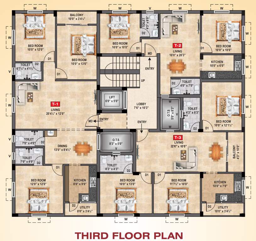  asritham Asritham Cluster Plan for 3rd Floor