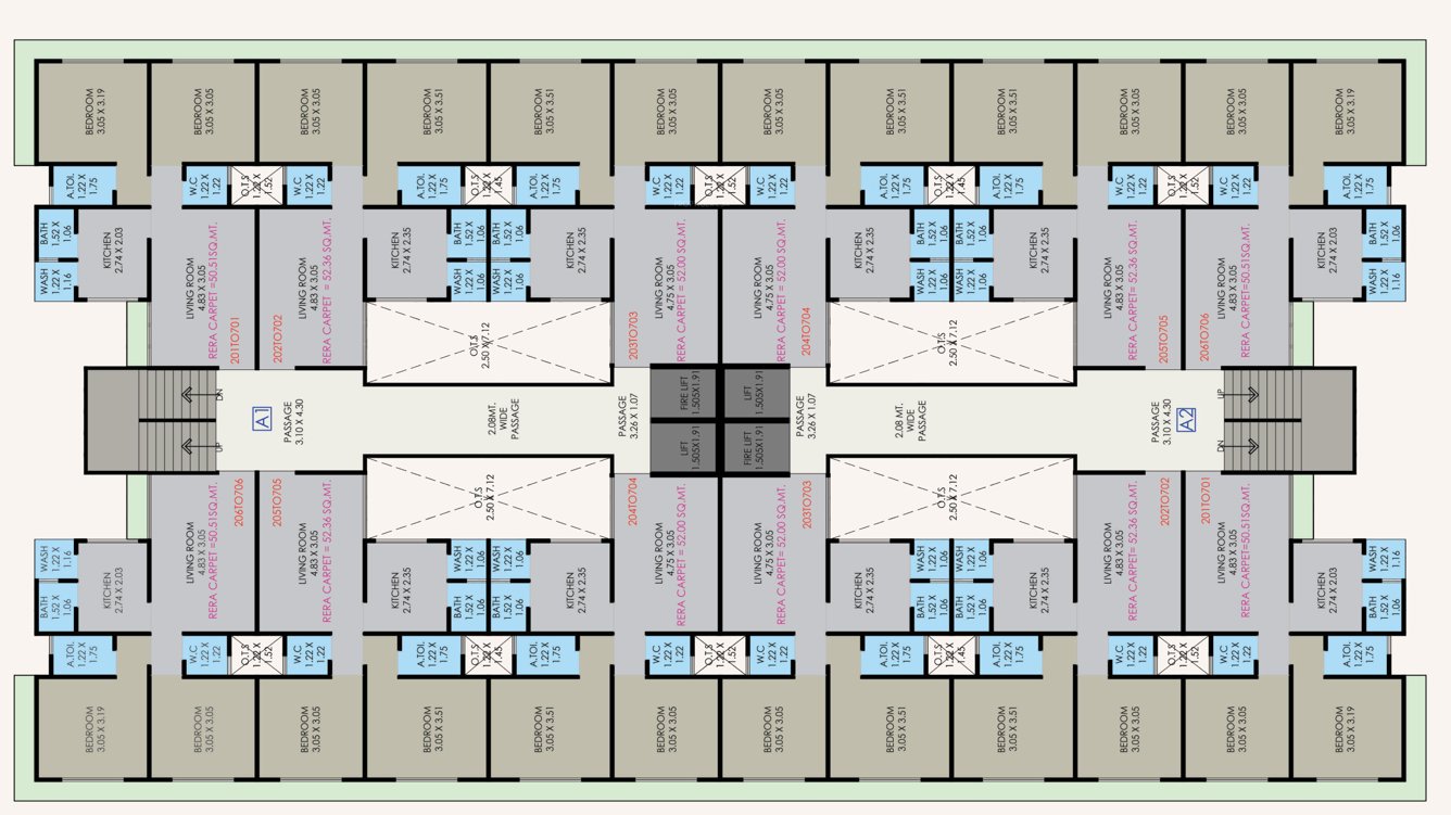  sairam homes Tower A1,A2 Cluster Plan from 2nd to 7th Floor