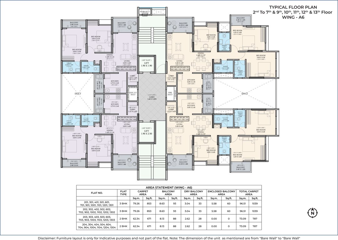  enchante phase iii A6 Cluster Plan from 2nd to 13th Floor