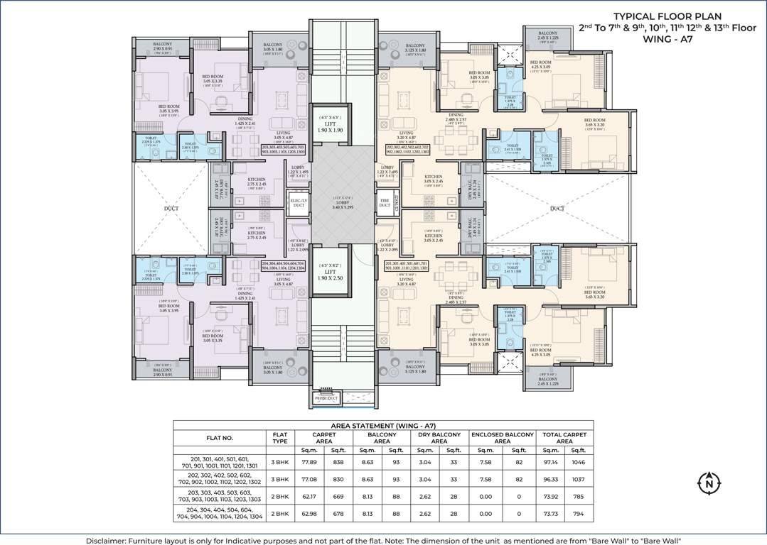  enchante phase iii A7 Cluster Plan from 2nd to 13th Floor