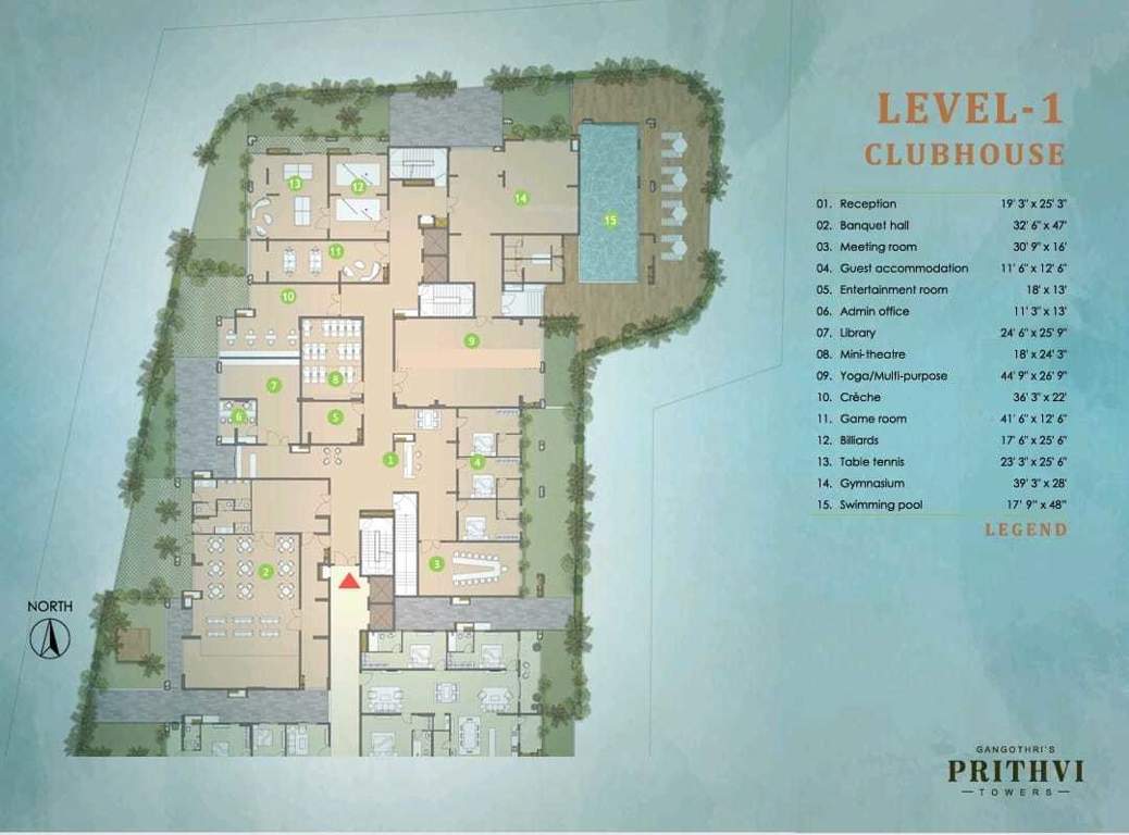  prithvi towers Prithvi Towers Cluster Plan for Level 1 Club House Floor