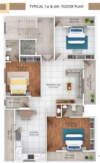  swaraj residency Cluster Plan from 1st to 6th Floor