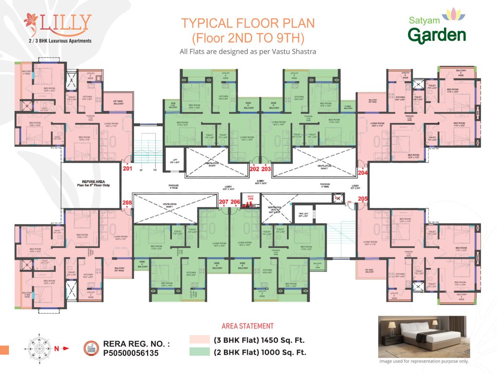  garden Cluster Plan from 2nd to 9th Floor