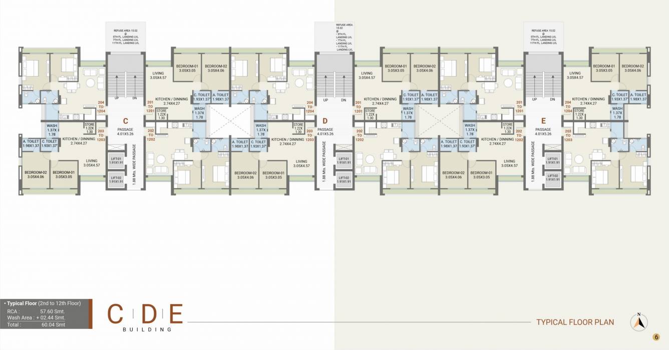  vaishnodevi serenity view Block C,D & E Cluster Plan from 2nd to 12th Floor