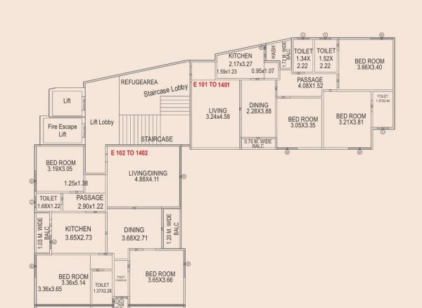  aarya-elenzaa Block E Cluster Plan from 1st to 14th Floor