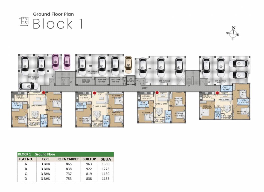  elegance Block 1 Cluster Plan for ground Floor
