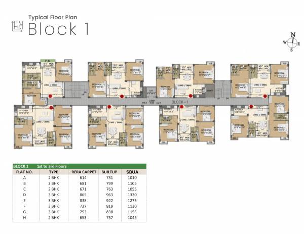  elegance Block 1 Cluster Plan from 1st to 3rd Floor
