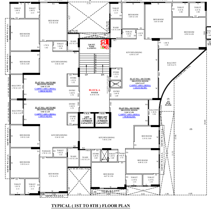  eiffel tower Tower A Cluster Plan from 1st to 8th Floor