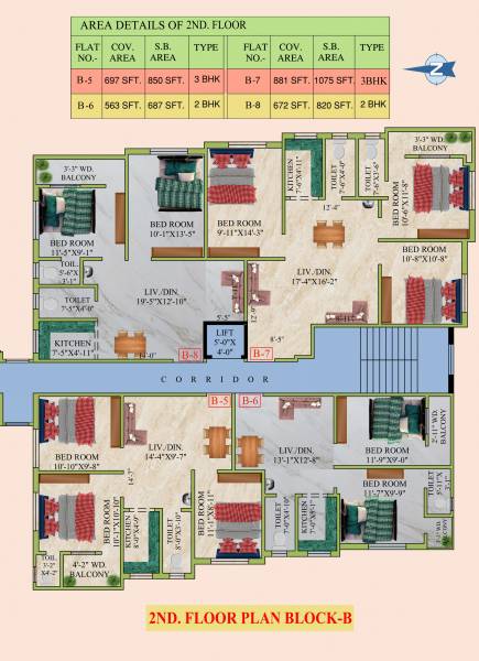  hanuman-apartment-iii Tower B Cluster Plan for 2nd Floor