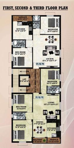  vijay-shivas-enclave Vijay Shivas Enclave Cluster Plan from 1st to 3rd Floor