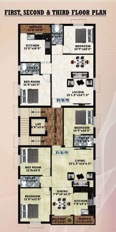  vijay shivas enclave Vijay Shivas Enclave Cluster Plan from 1st to 3rd Floor