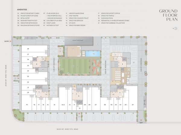  turquoise-rosedale A+B+C+D+E Cluster Plan For Ground Floor