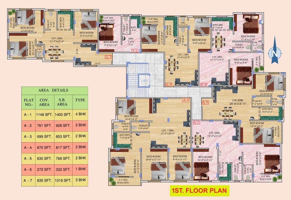 hanuman apartment ii Tower A Cluster Plan for 1st Floor