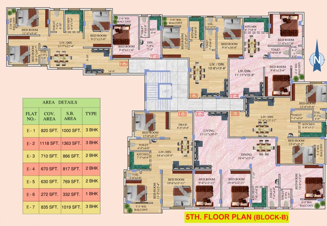  hanuman apartment ii Tower A Cluster Plan for 5th Floor