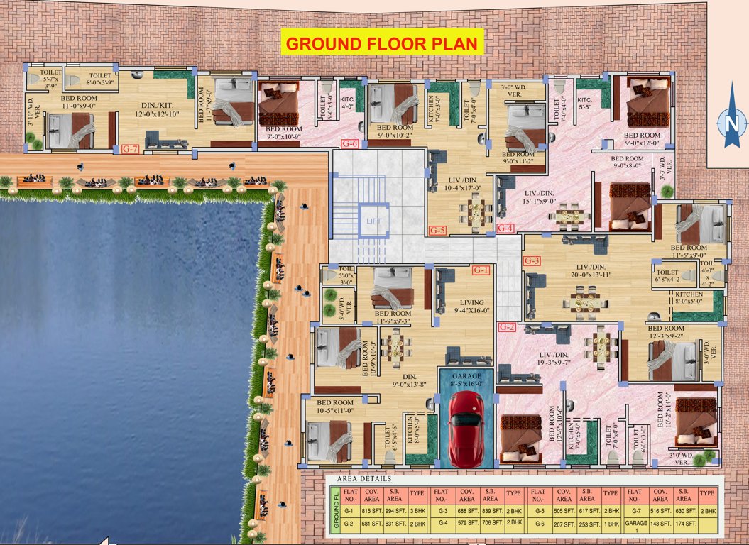  hanuman apartment ii Tower A Cluster Plan for ground Floor