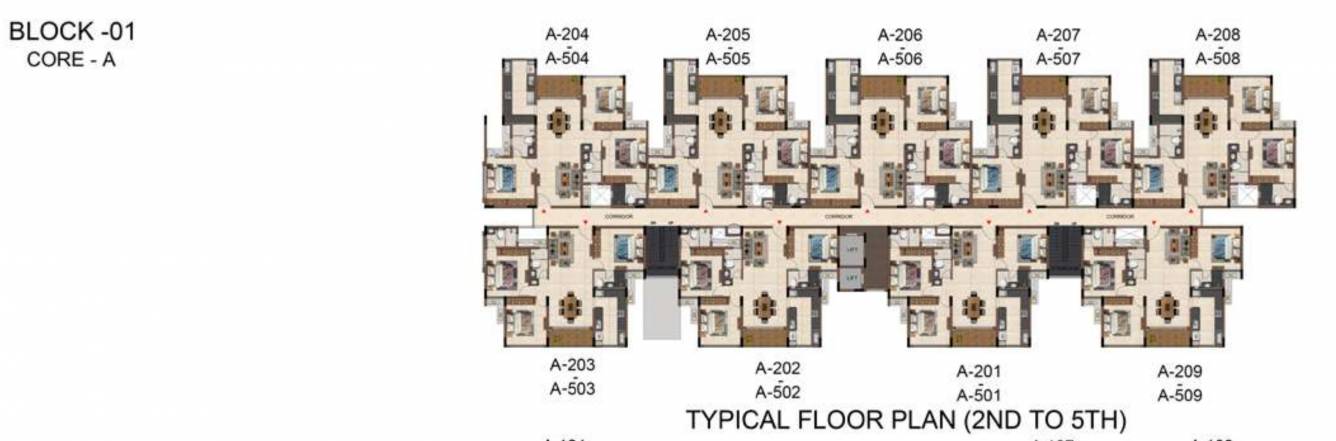 casamia Casamia Block1 Cluster Plan from 2nd to 5th Floor