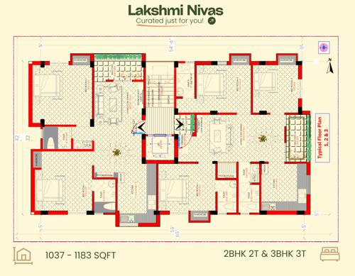 lakshmi-nivas Lakshmi Nivas Cluster Plan from 1st to 3rd Floor