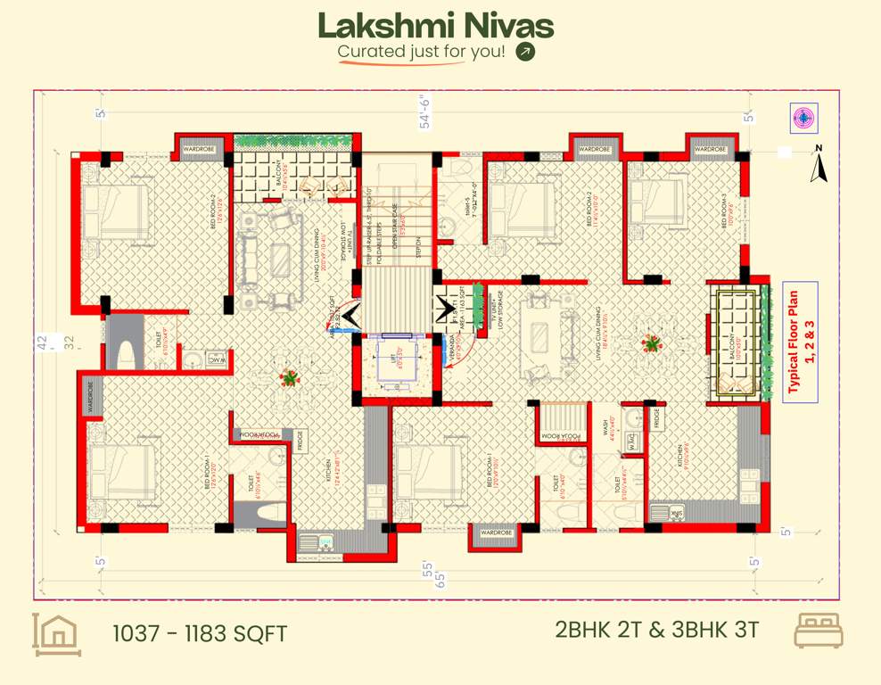  lakshmi nivas Lakshmi Nivas Cluster Plan from 1st to 3rd Floor