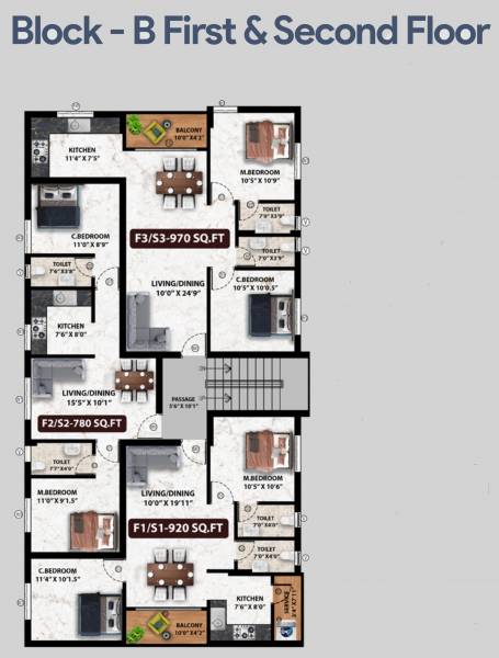  vinna Block B Cluster Plan from 1st to 2nd Floor