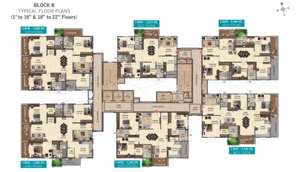  fortune-water-front BLOCK- B Cluster Plan from 1st to 22th Floor