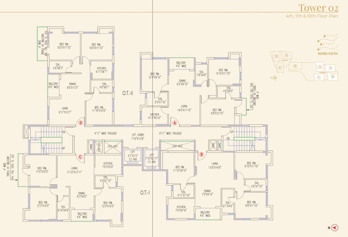 miraya Tower 2 Cluster Plan for 4th Floor