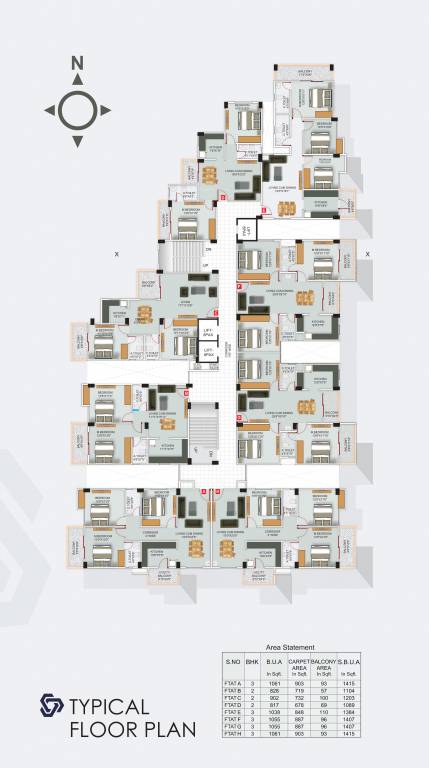 sapphire Tower 1 Typical Cluster Plan