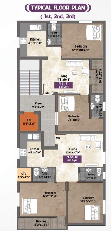  royal paradise Royal Paradise Cluster Plan from 1st to 3rd Floor