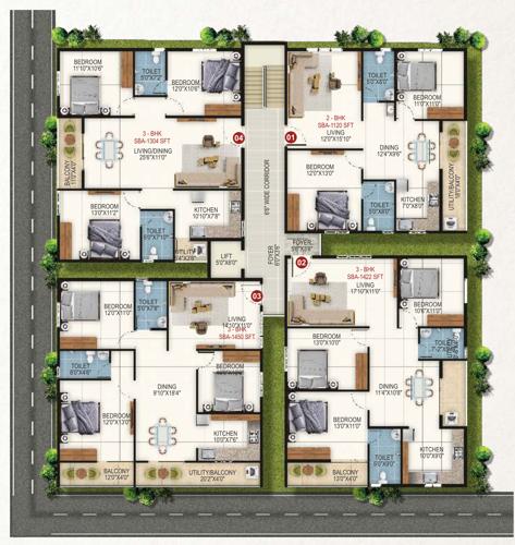  nakshatra-apartment Nakshatra Apartment Cluster Plan from 1st to 5th Floor