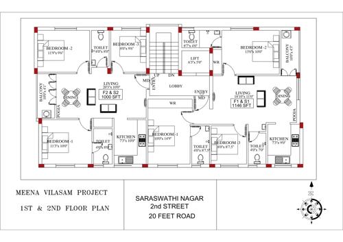  meena-vilasam Meena Vilasam Cluster Plan from 1st to 2nd Floor