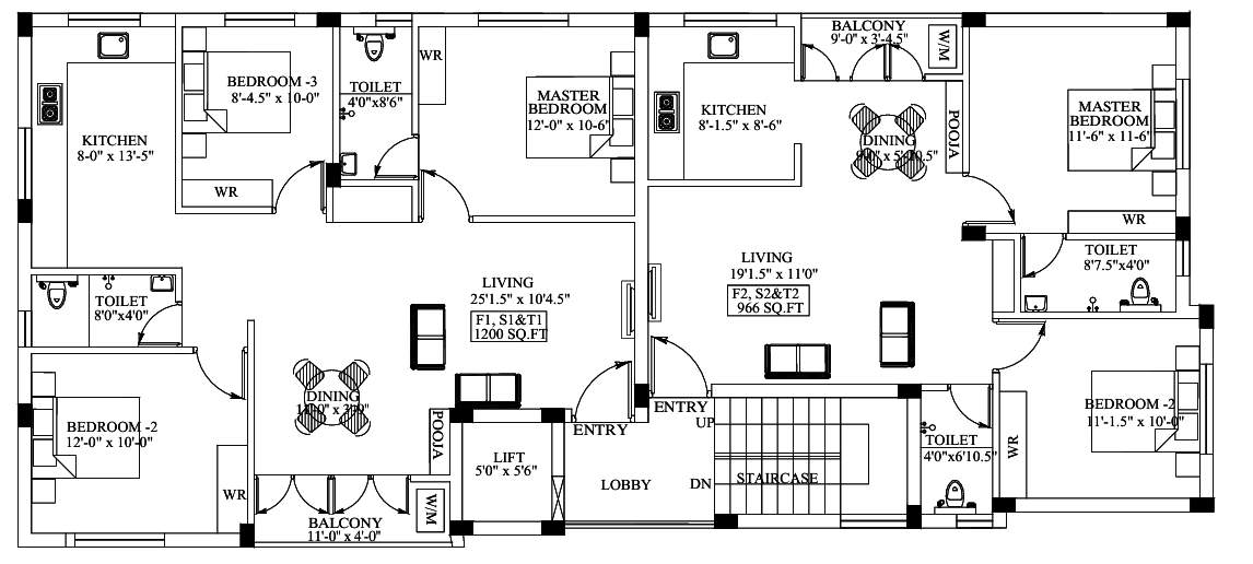  anjaneya Anjaneya Cluster Plan from 1st to 3rd Floor