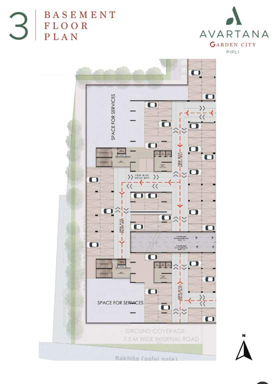  avartana garden city Tower W & Y Cluster Plan for Basement Floor