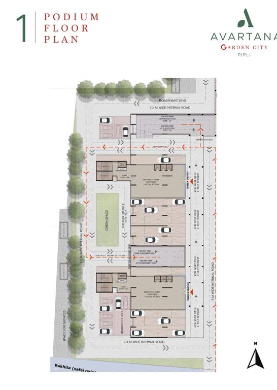  avartana garden city Tower W & Y Cluster Plan for Podium Floor