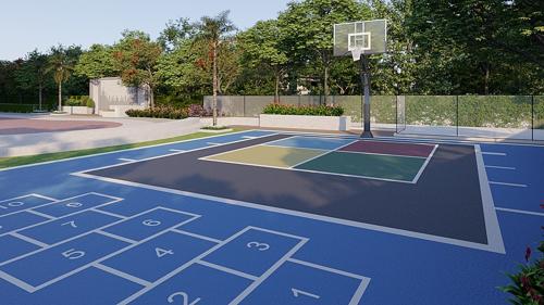  serene-skyline Basketball Court