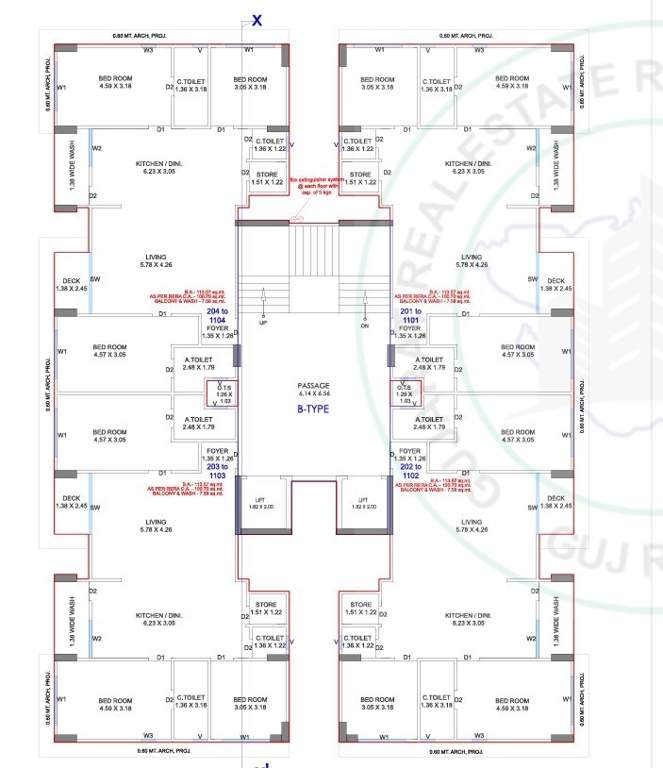  sky blossom Block B Cluster Plan from 1st to 13th Floor