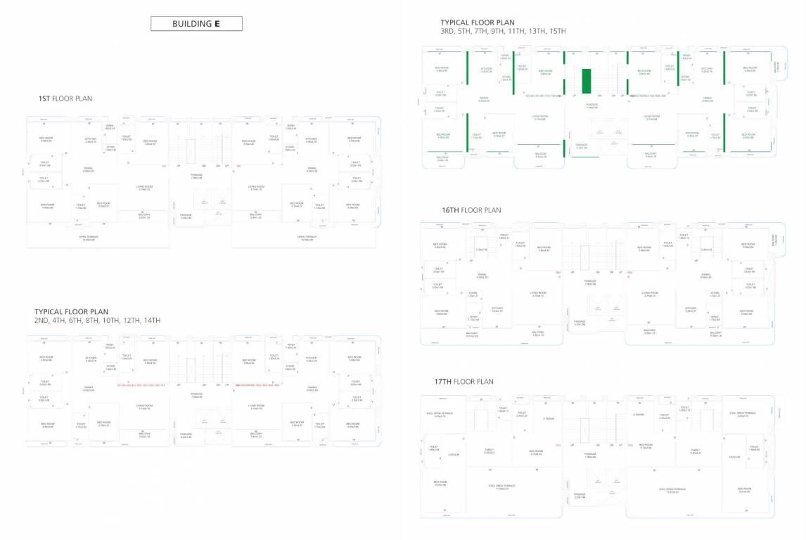 north shore Block E Cluster Plan from 1st to 17th Floor