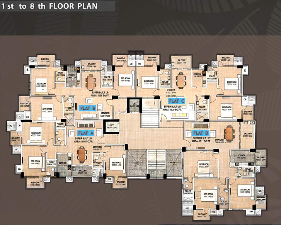 swasteek tushar tower Swasteek Tushar Tower Cluster Plan from 1st to 8th Floor