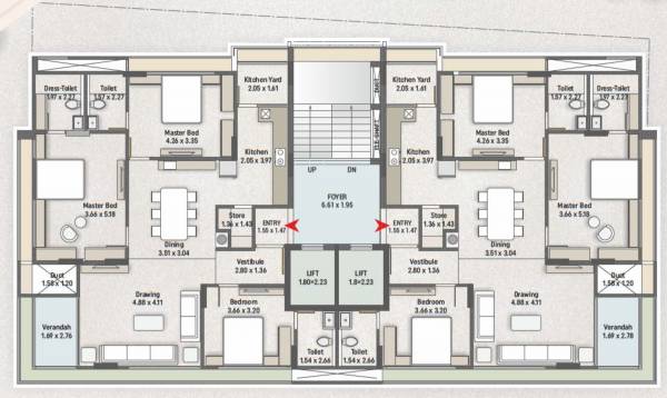  shalin-prima-414 Block A Cluster Plan from 1st to 7th Floor