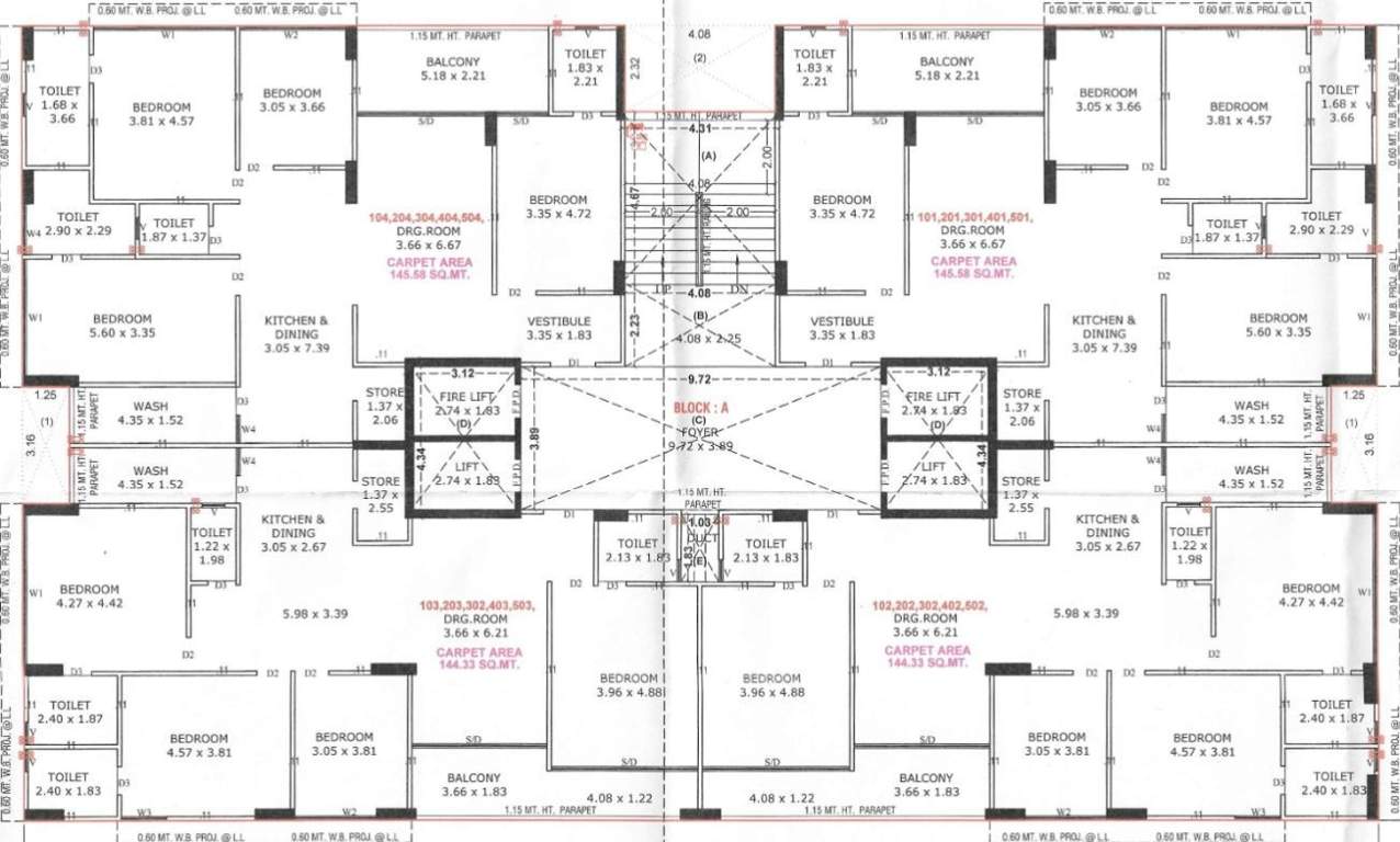  shikhar shila Block A Cluster Plan from 1st to 5th Floor