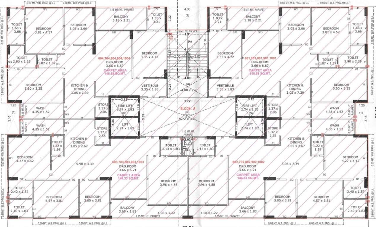  shikhar shila Block A Cluster Plan from 6th to 10th Floor