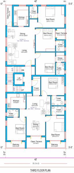  durga-flats Durga Flats Cluster Plan for 3rd Floor